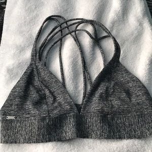 Grey marled triangle crisscross back bralette